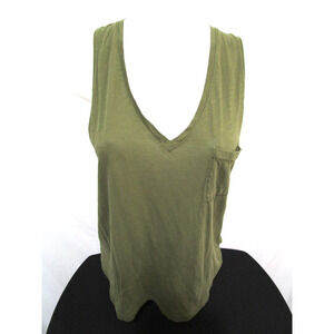 Madewell Olive Green Sleeveless V-Neck Tank T-Shirt Women Sz M